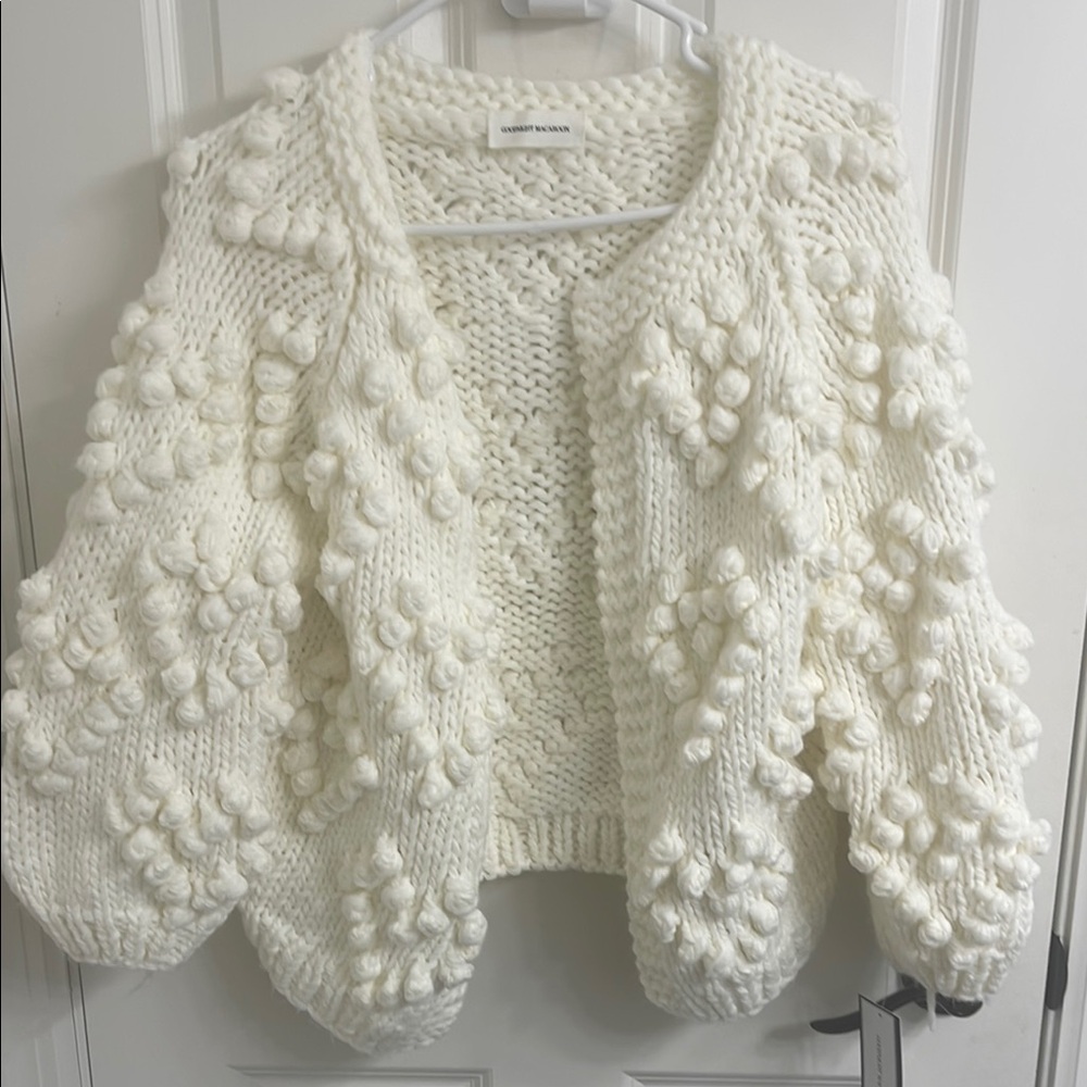 Goodnight Macaroon White Textured Cardigan Sweater